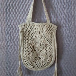 Macrame Boho Ivory Cream Large Shoulder Bag